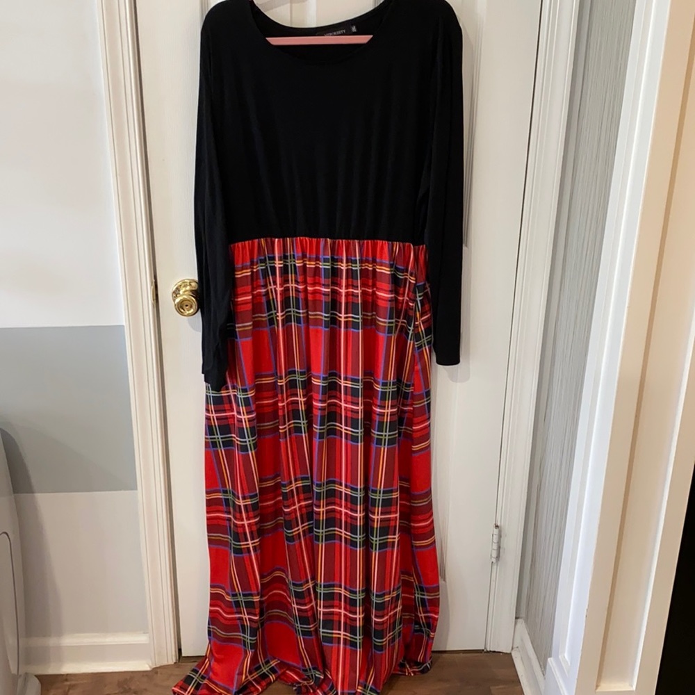 Red plaid maxi